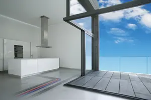 Küche mit angezeichneter Fußbodenheizung